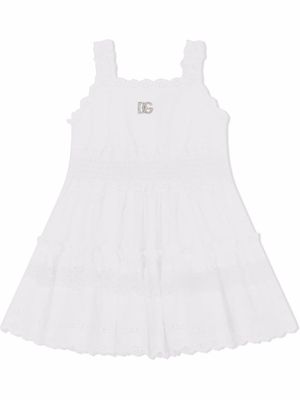 Dolce & Gabbana Kids robe en popelien à broderie anglaise - Blanc