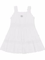 Dolce & Gabbana Kids robe en popelien à broderie anglaise - Blanc