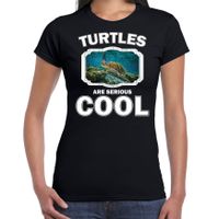 Dieren zee schildpad t-shirt zwart dames - turtles are cool shirt - thumbnail