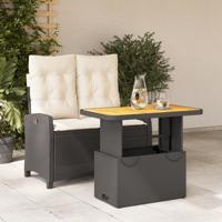 2-delige Tuinset met kussens poly rattan zwart