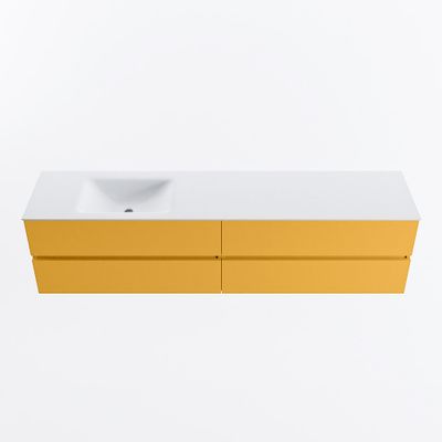 MONDIAZ VICA 200cm badmeubel onderkast Ocher 4 lades. Wastafel CLOUD links 1 kraangat, kleur Talc.