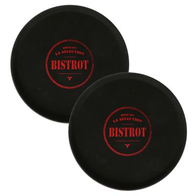 Horeca dienblad/serveerblad Bistrot - 2x - zwart - met antislip - D35 cm - Dienbladen