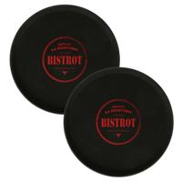 Horeca dienblad/serveerblad Bistrot - 2x - zwart - met antislip - D35 cm - Dienbladen