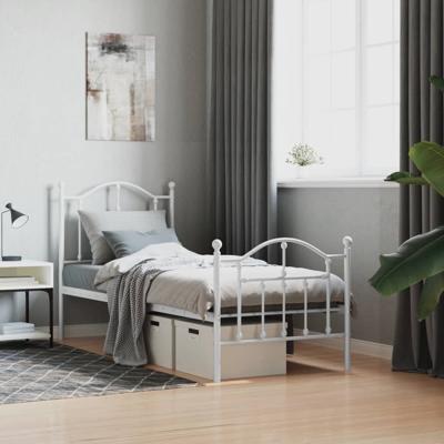 Bedframe met hoofd- en voeteneinde metaal wit 75x190 cm