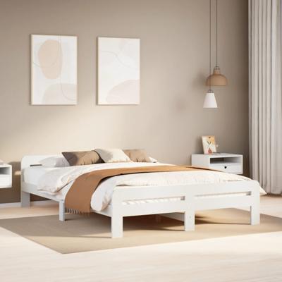 Bedframe zonder matras massief grenenhout wit 150x200 cm