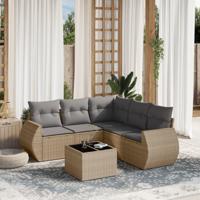 6-delige Loungeset met kussens poly rattan beige