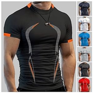 Voor heren Compressieshirt Hardloopshirt Korte mouw T-shirt Sportief Sportkleding Zomer Ademend Vochtregelerend Zacht Fitness Hardlopen Wandelen Sportkleding Sportkleding Effen Donker Grijs Zwart Wit Lightinthebox