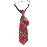 Verkleed stropdas - rood - geruit - 30 cm - polyester - volwassenen Verkleed stropdas - rood - geruit - 30 cm - polyester - volwassenen