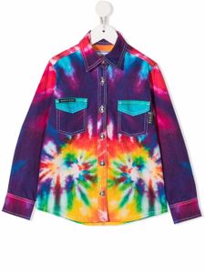 Philipp Plein Junior jupe en jean à imprimé tie dye - Vert