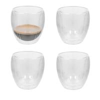 Gerimport theeglazen Leya - 4x - dubbelwandig - 250 ml - D9 x H9 cm