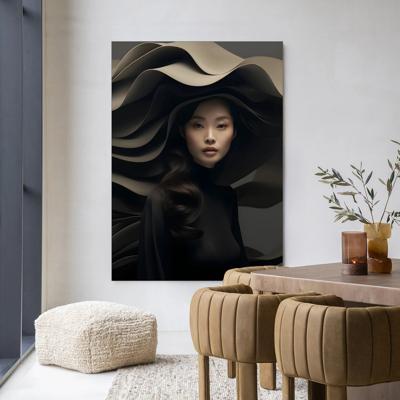 Urban Cotton Wandkleed 'Dark Flow' 80 x 110cm in Frame - black