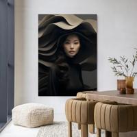 Urban Cotton Wandkleed 'Dark Flow' 80 x 110cm in Frame - black
