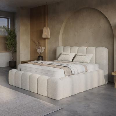 2-Persoons Boxspring met Opbergruimte - Harmony - Beige 140x200 cm - Pocketveringen - Inclusief Topper - Dekbed-Discounter.nl