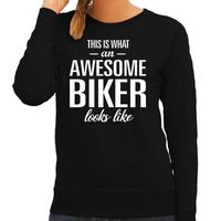 Awesome biker / motorrijdster cadeau sweater / trui zwart dames