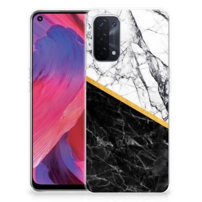 OPPO A93 5G | TPU | Siliconen hoesje | Marmer Wit Zwart - Origineel Cadeau Man