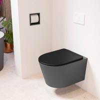 Wandcloset Mondiaz Lavie | Zonder spoelrand | Incl.Toiletzitting-Urban | Keramiek | Dark Grey