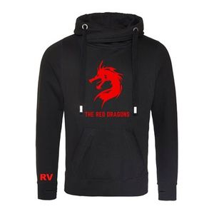 Rugby Vintage - Wales Cross Neck Hoodie - Zwart