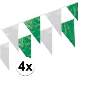 4x Feestartikelen Plastic vlaggenlijn groen/wit