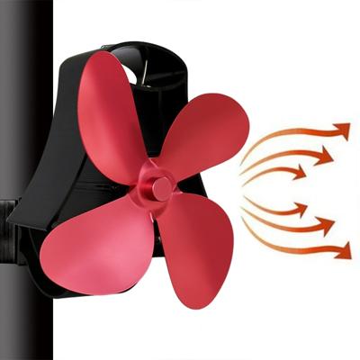YL-105 4-Blade aluminium warmte aangedreven open haard kachel fan (Rose rood)