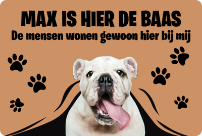 Aanpasbaar vinyl tapijt van hond met tekst