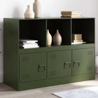 Dressoir 99x39x73 cm staal olijfgroen - thumbnail