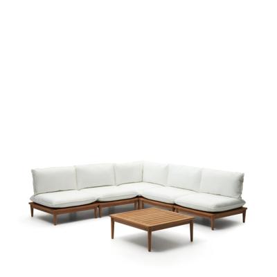 Kave Home Modulaire Loungeset 'Portitxol' Teakhout, Met 1 hoekfauteuil, 4 fauteuils en salontafel