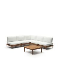 Kave Home Modulaire Loungeset 'Portitxol' Teakhout, Met 1 hoekfauteuil, 4 fauteuils en salontafel
