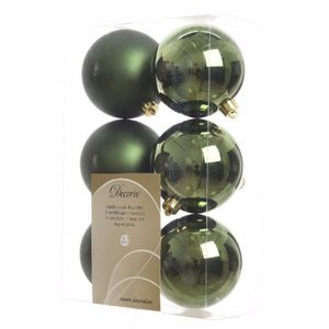 Kerstboom decoratie kerstballen mix groen 12 stuks