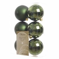 Kerstboom decoratie kerstballen mix groen 12 stuks - thumbnail