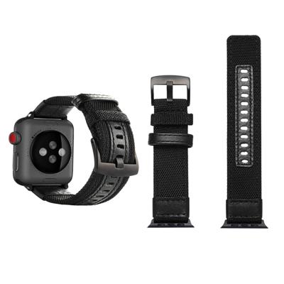 Jeep stijl nylon polshorloge band met roestvrijstalen gesp voor Apple Watch serie 3 & 2 & 1 38mm (zwart)