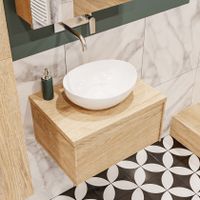 Mondiaz Lush Barco badmeubel Washed oak 60 cm 1 lade mdf 1 waskom midden zonder kraangat