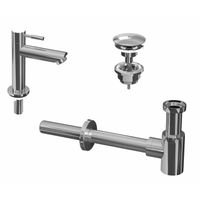 INK 1A Fonteinkraanset - staande Fonteinkraan - laag - always open - plug en designSifon - Chroom 9902400