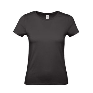 Zwart basic t-shirts met ronde hals voor dames van katoen 2XL (44)  -