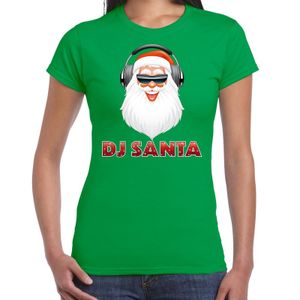 Groen kerstshirt / kerstkleding DJ Santa met koptelefoon voor dames 2XL  -