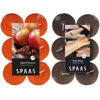 Candles by Spaas geurkaarsen - 24x stuks in 2 geuren Appel/Kaneel en Exotic wood - thumbnail