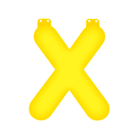 Gele letter X opblaasbaar
