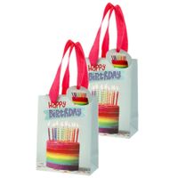 Set van 4x stuks papieren verjaardag giftbags/cadeau tasjes Happy Birthday 11 x 14 x 6 cm   - - thumbnail