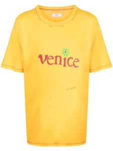 ERL t-shirt imprimé à effet usé - Jaune