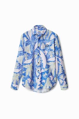 Tropisch shirt met lange mouwen - BLUE - M
