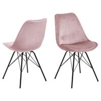 Leen Bakker - Eetkamerstoel Bonn (2 Stuks) - Velvet - Oud - Metaal/Velvet - Roze - 54x48.5x85.5 Cm