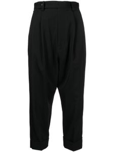 Yohji Yamamoto pantalon fuselé en laine à coupe courte - Noir