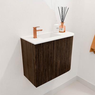 Toiletmeubel Mondiaz Joya | 51.6 cm | Meubelkleur Walnut | Faye wastafel Talc Links | 1 kraangat Toiletmeubel Mondiaz Joya | 51.6 cm | Meubelkleur Walnut | Faye wastafel Talc Links | 1 kraangat