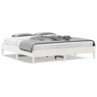 Bedframe zonder matras massief grenenhout wit 180x200 cm