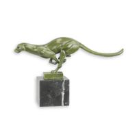 A BRONZE SCULPTURE OF A RUNNING COUGAR
