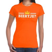 Oranje Biertje en kroon shirt dames