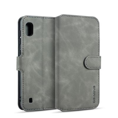 Dg. MING retro olie kant horizontale flip case voor Galaxy A10 met houder & kaartsleuven & portemonnee (grijs)