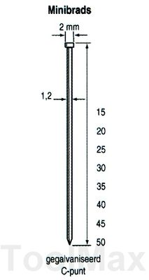 Dutack 1.2mm minibrads | 20mm | 5000 stuks - 5134029