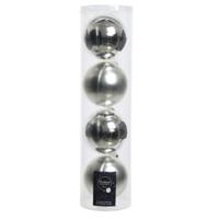 Decoris kerstballen - 4x st - zilver - D10 cm - glas - kerstversiering Decoris kerstballen - 4x st - zilver - D10 cm - glas - kerstversiering