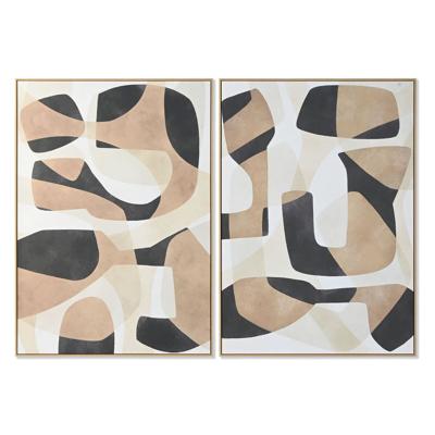 Schilderij Home ESPRIT Bruin Zwart Abstract Stads 100 x 4 x 140 cm (2 Stuks)