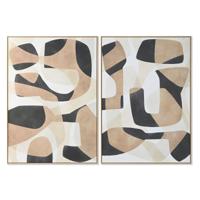 Schilderij Home ESPRIT Bruin Zwart Abstract Stads 100 x 4 x 140 cm (2 Stuks)